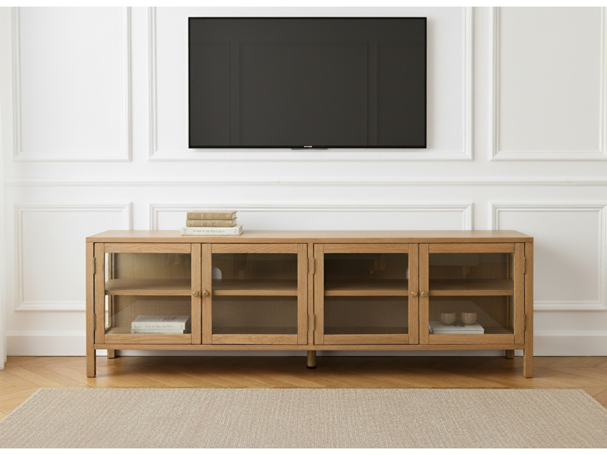 Meuble TV 4 portes 160 cm CARMEN placage chêne massif — vue 5
