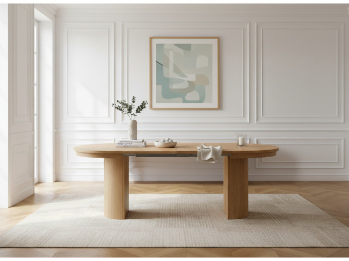 Table à manger extensible 100 à 200 cm PRADO placage chêne massif