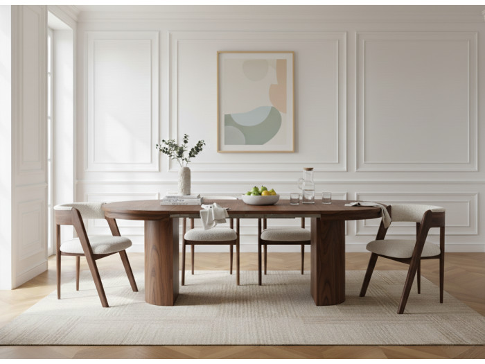 Table à manger extensible 100 à 200 cm PRADO placage chêne massif