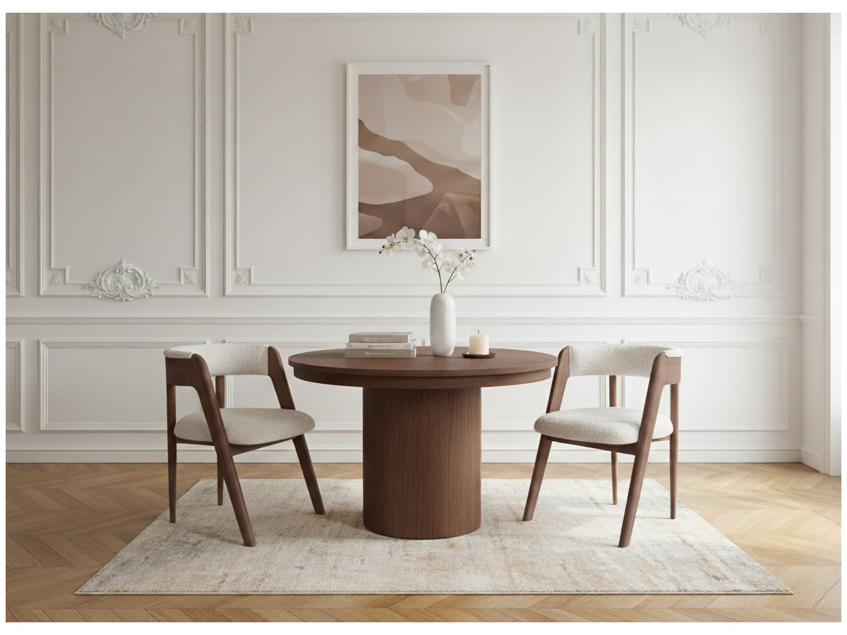 Ensemble PRADO avec table à manger extensible 110 à 210 cm + 4 chaises BASTIDE placage chêne massif