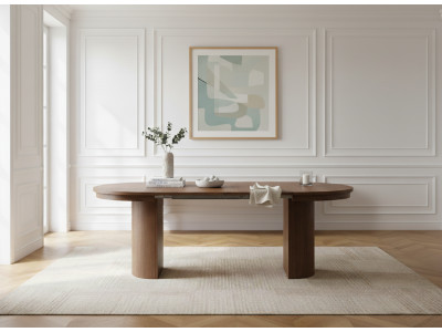Table à manger ronde extensible 110 à 210 cm PRADO placage chêne massif