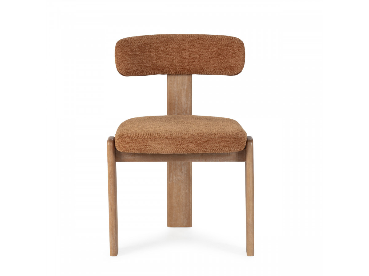 set van 2 tanya stoelen in massief eikenhout en structuurstof gekleurd oranje