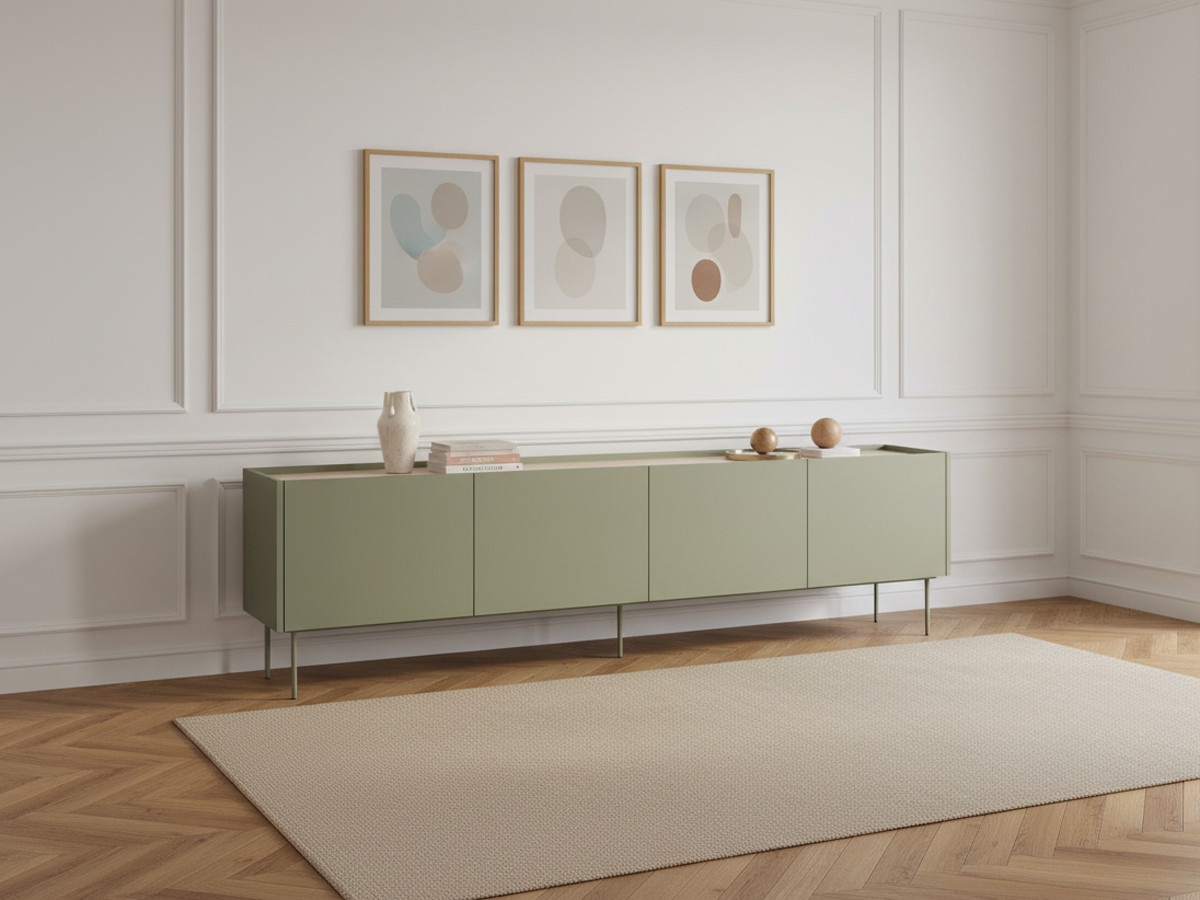 Meuble TV 4 portes 220 cm ATLAS vert — vue 5