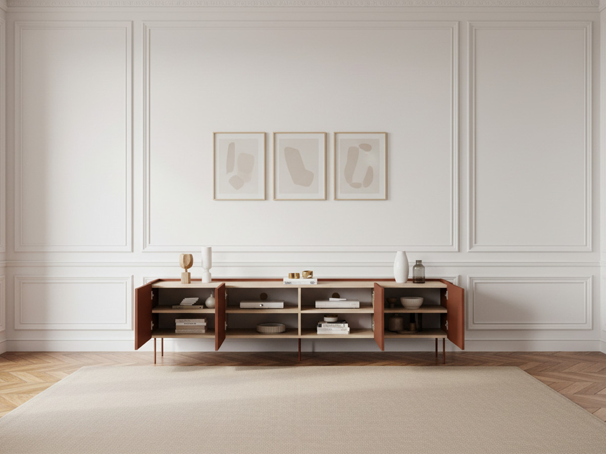 Meuble TV 4 portes 220 cm ATLAS rouge — vue 6