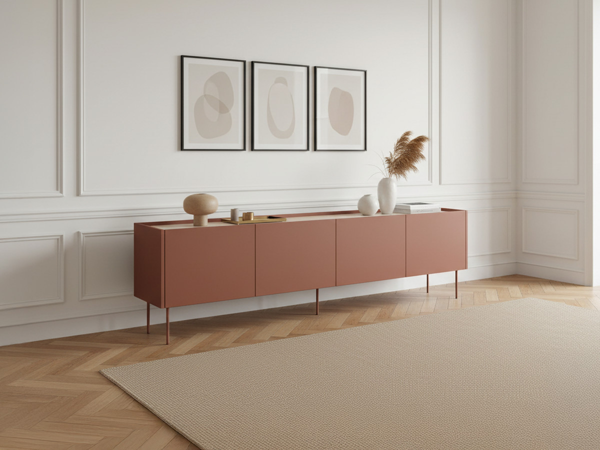 Meuble TV 4 portes 220 cm ATLAS rouge — vue 5