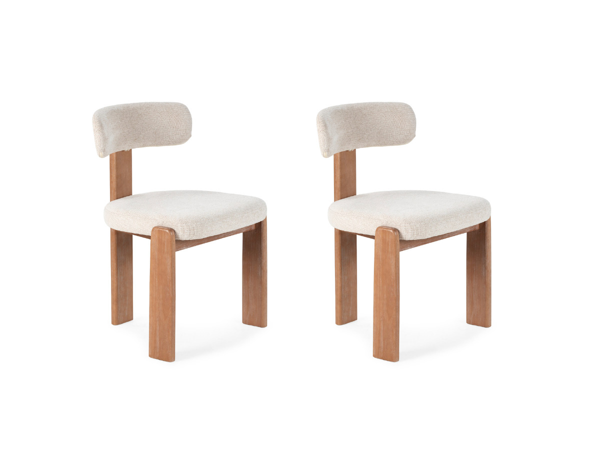 Lot de 2 chaises TANYA chêne massif et tissu texturé