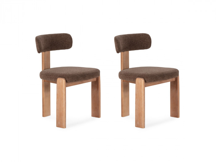 Lot de 2 chaises TANYA chêne massif et tissu texturé