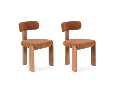 Lot de 2 chaises TANYA chêne massif et tissu texturé