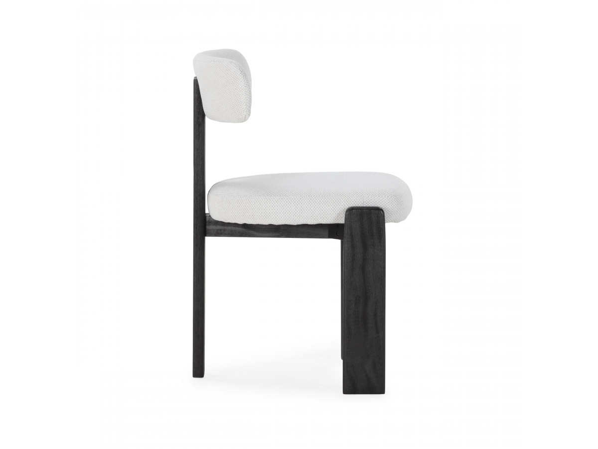 Lot de 2 chaises TANYA chêne massif noir et tissu texturé