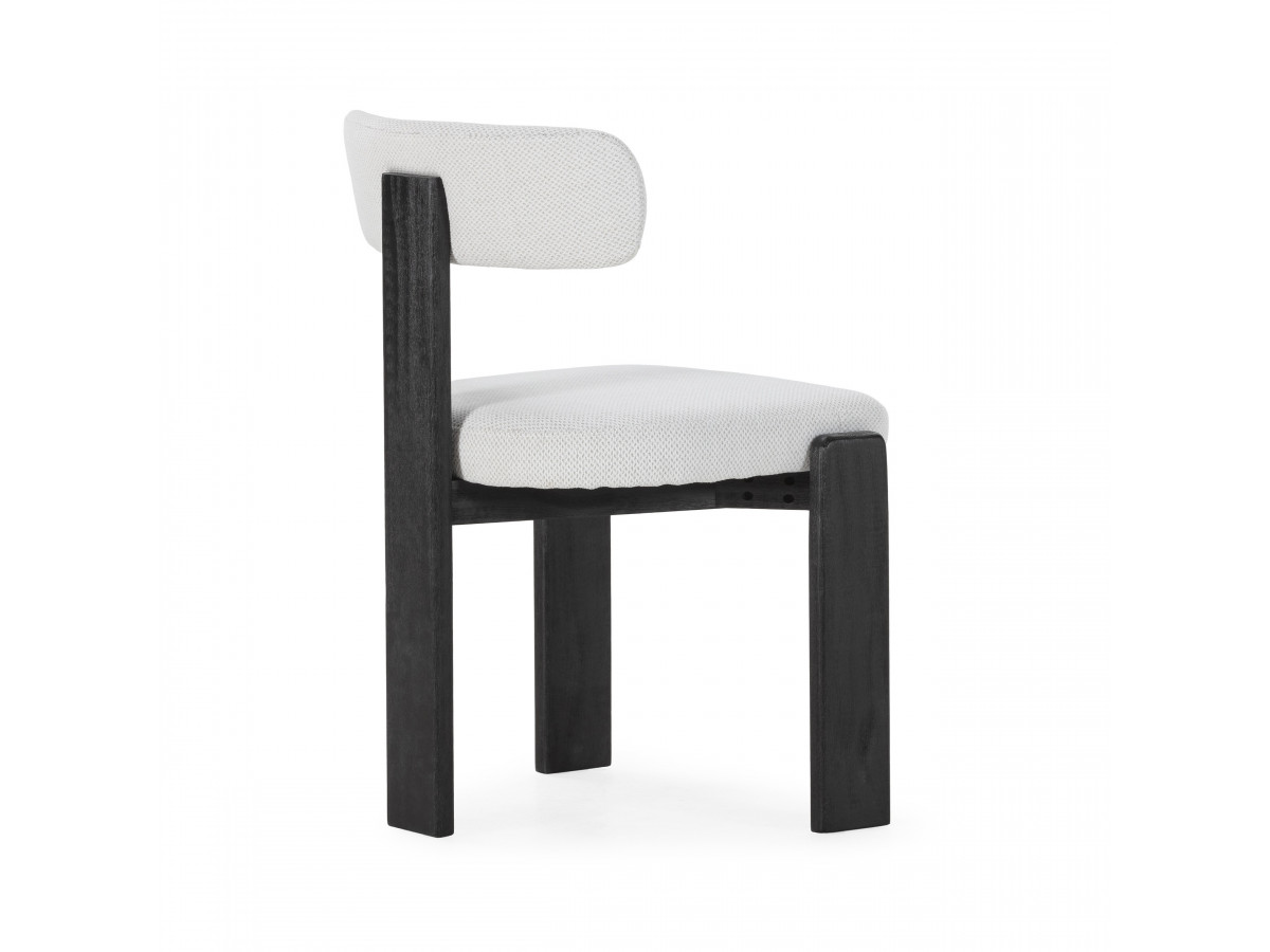 Lot de 2 chaises TANYA chêne massif noir et tissu texturé