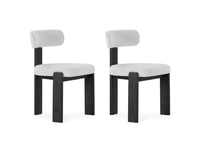 Lot de 2 chaises TANYA chêne massif noir et tissu texturé