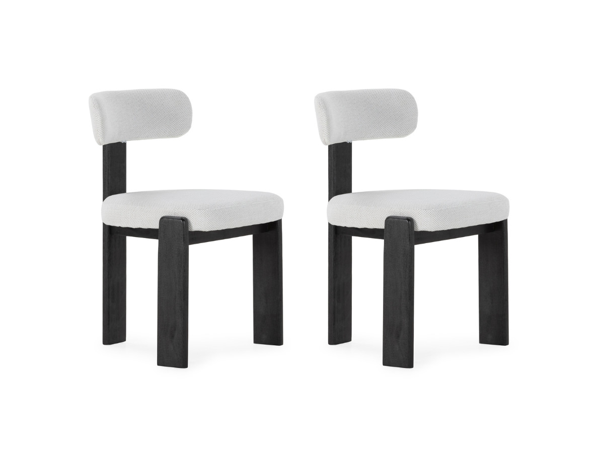 Lot de 2 chaises TANYA chêne massif noir et tissu texturé