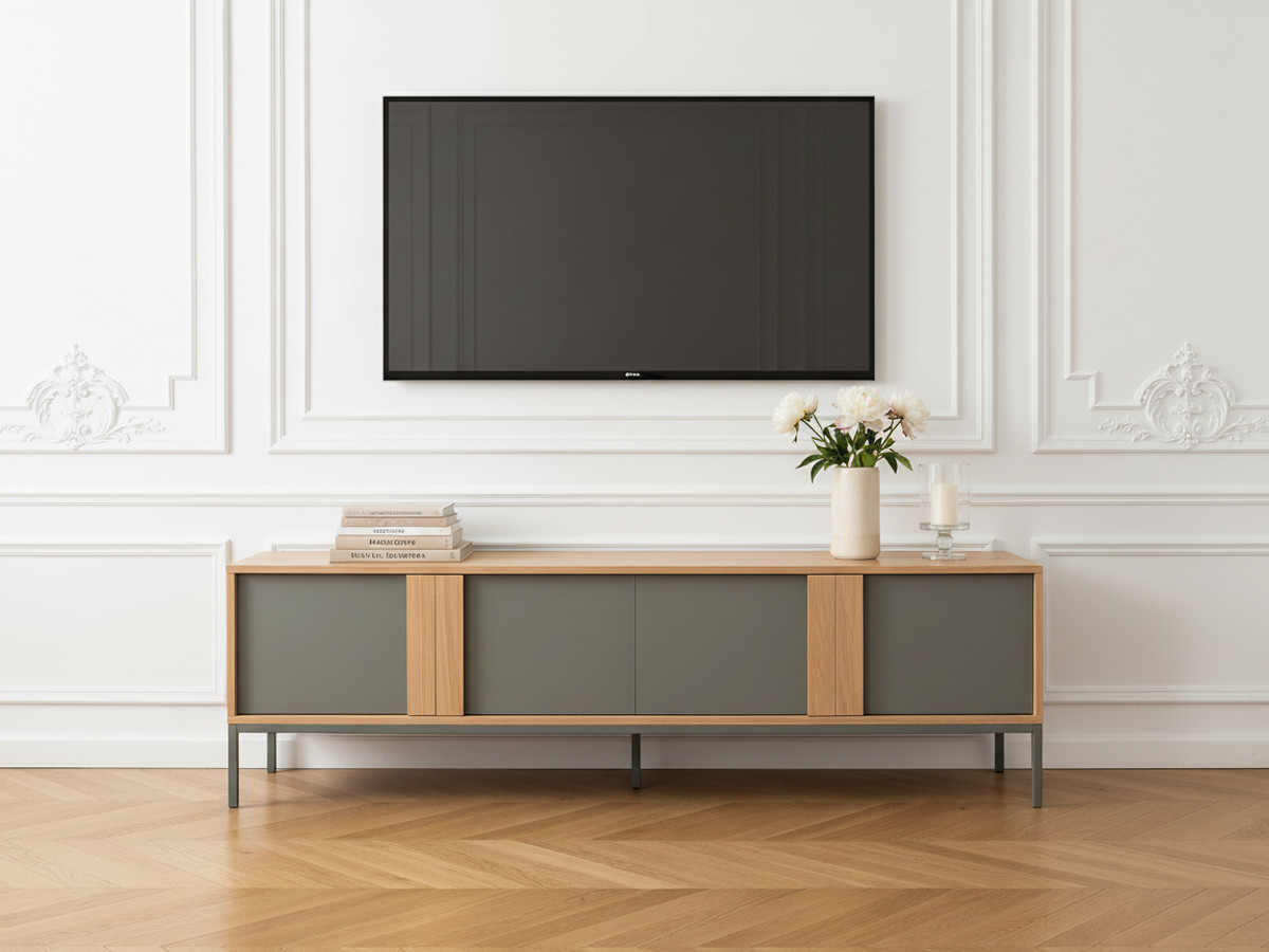 SOHO groene 4-deurs tv-kast 180 cm met metalen poten