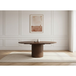 Table à manger extensible Sormiou en placage chêne massif avec rallonge