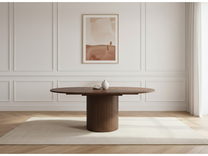 Table à manger extensible D.130 à D.180 cm SORMIOU placage chêne massif