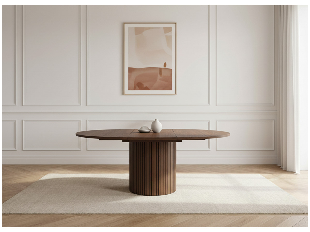 Table à manger extensible D.130 à D.180 cm SORMIOU placage chêne massif