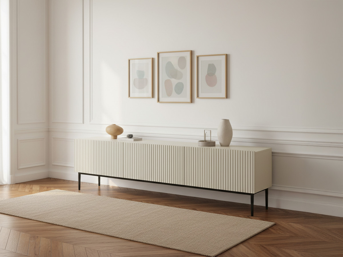 Meuble TV 200 cm KASHA Pieds noir beige — vue 5