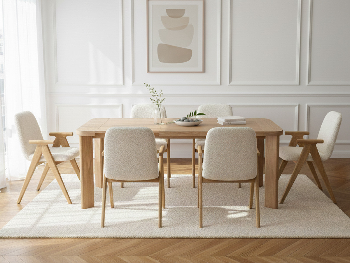 Table à manger extensible 150 à 210 cm LUMINY placage chêne massif