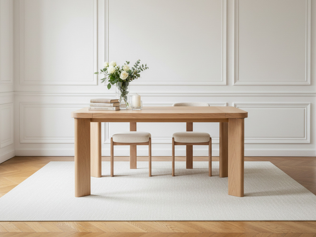 Table à manger extensible 150 à 210 cm LUMINY placage chêne massif