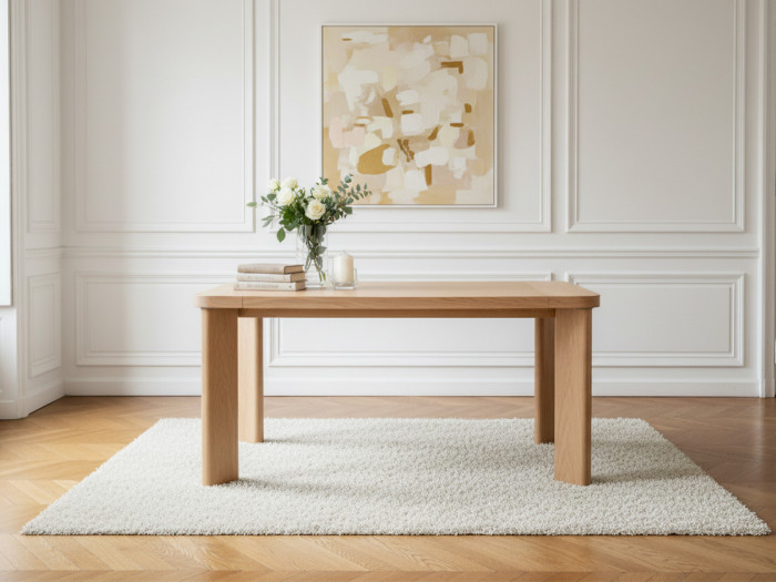 Table à manger extensible 150 à 210 cm LUMINY placage chêne massif