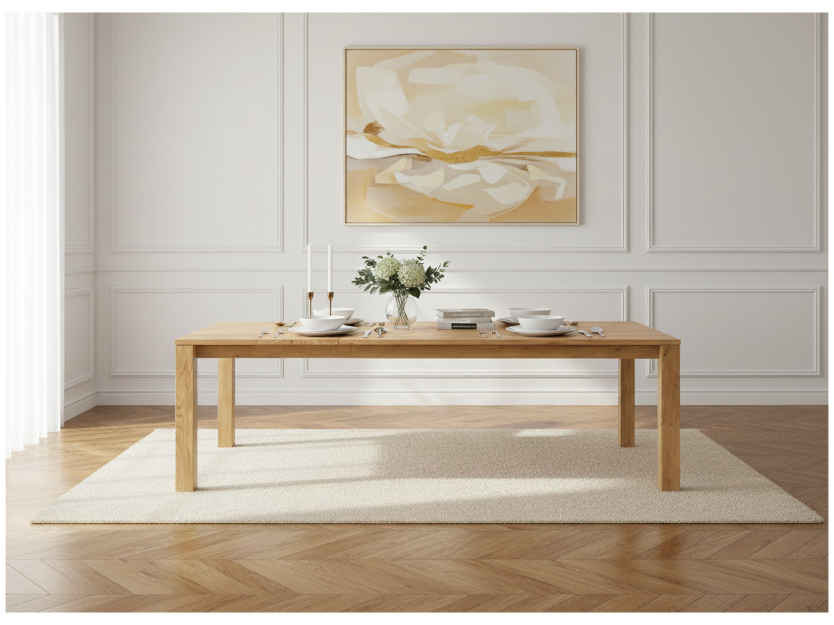 Table à manger extensible SALOMEE chêne massif