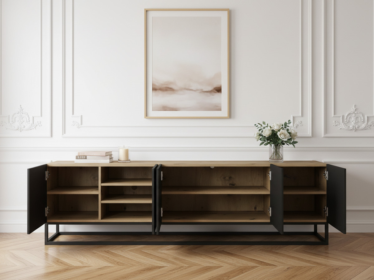 Meuble TV 200 cm ALICE pieds en métal