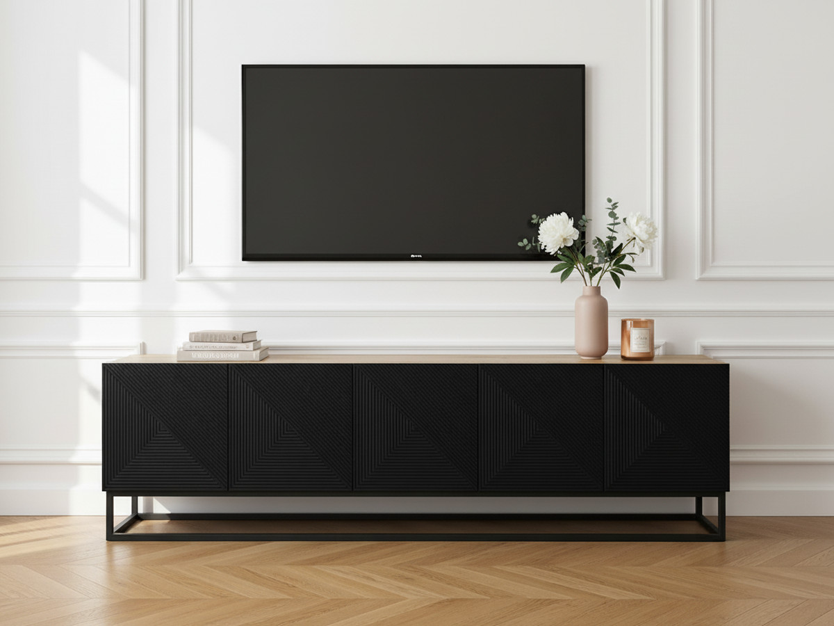 Meuble TV 200 cm ALICE pieds en métal