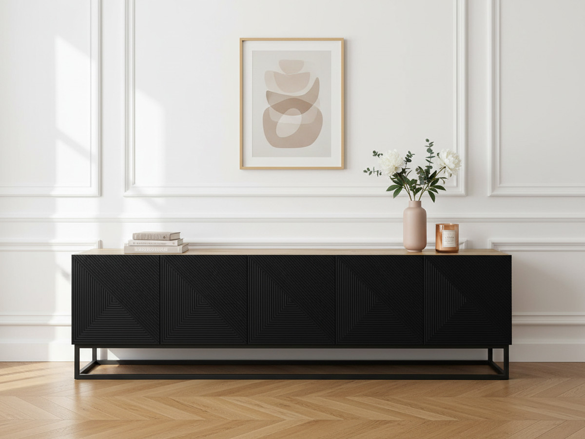 Meuble TV 200 cm ALICE pieds en métal