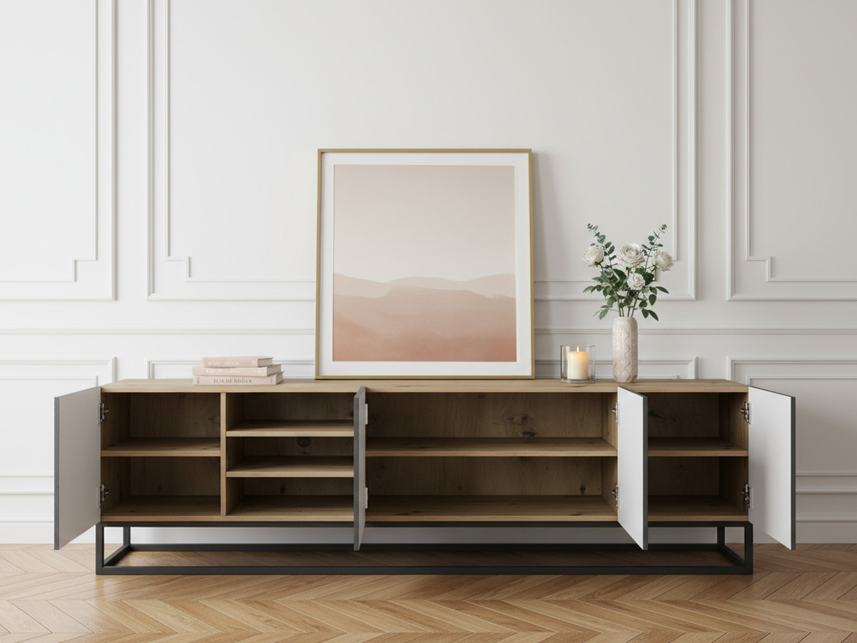 Meuble TV 200 cm ALICE pieds en métal