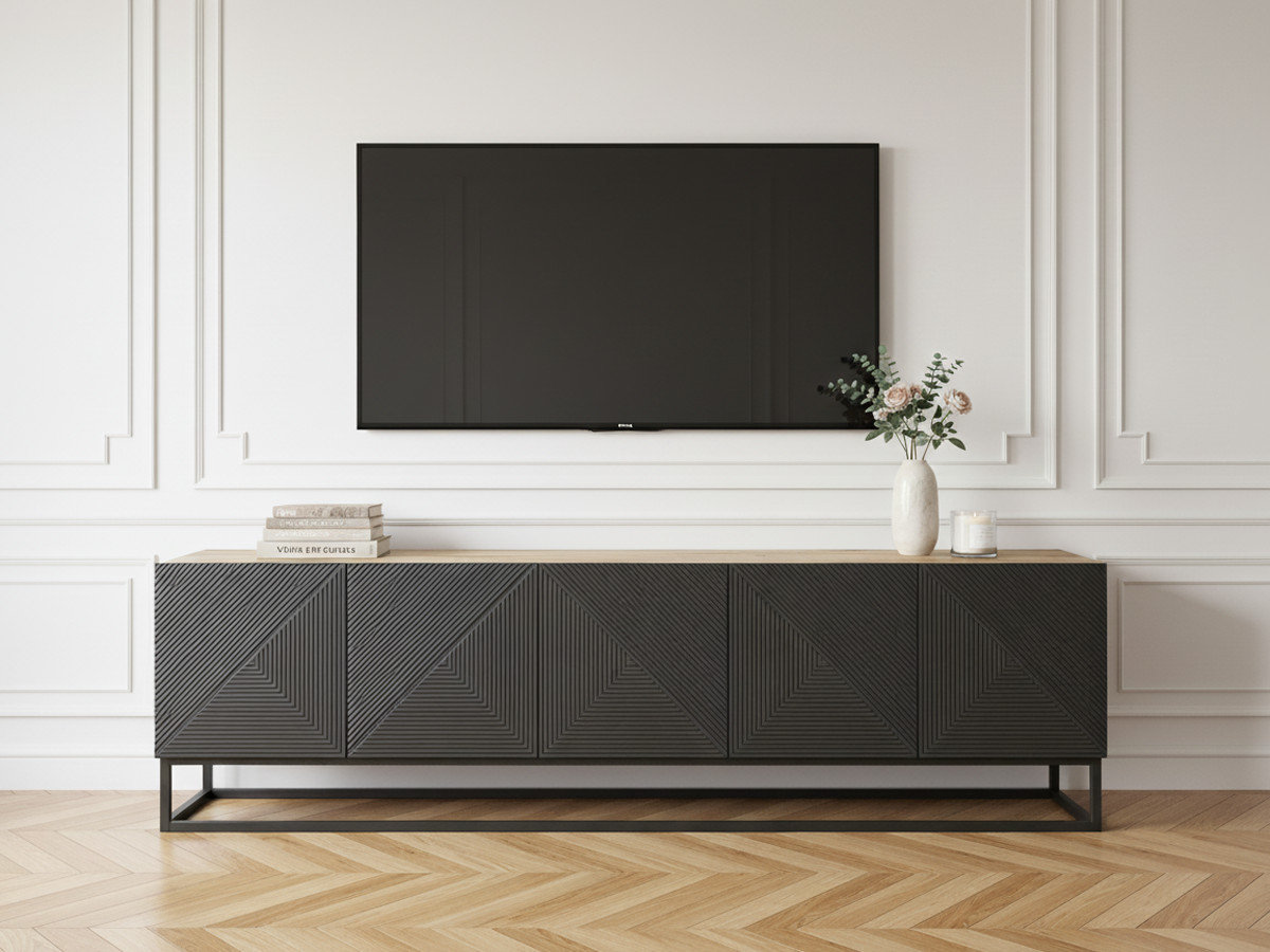 Meuble TV 200 cm ALICE pieds en métal