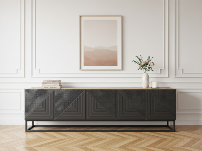 Meuble TV 200 cm ALICE pieds en métal