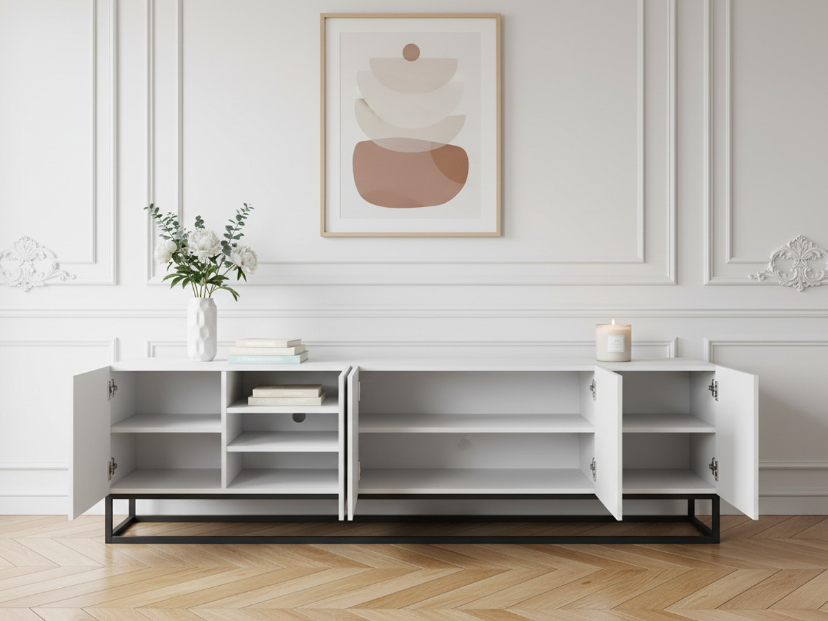 Meuble TV 200 cm ALICE pieds en métal