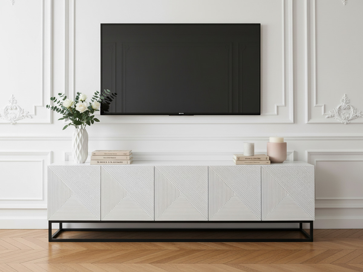 Meuble TV 200 cm ALICE pieds en métal