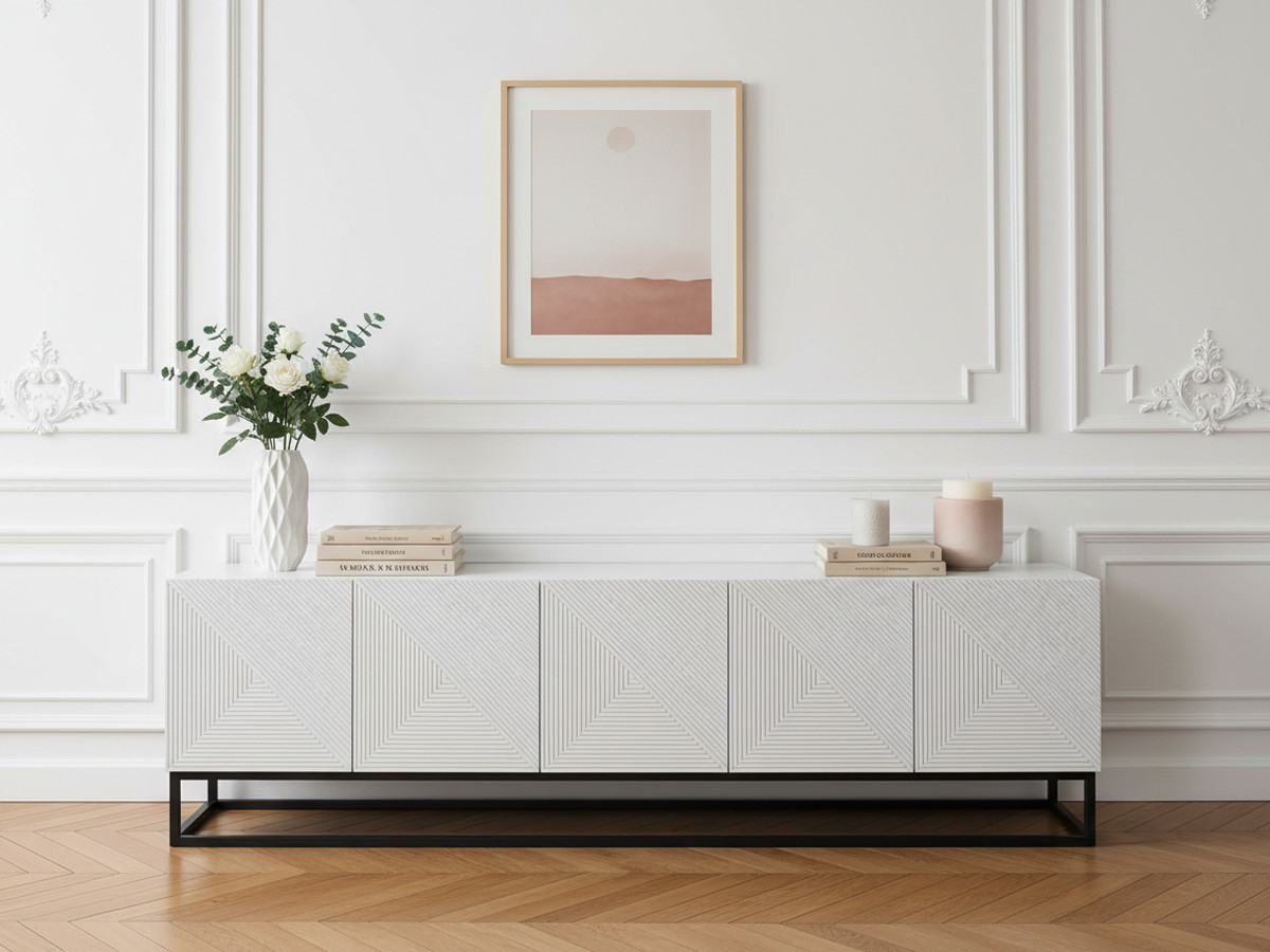 Meuble TV 200 cm ALICE pieds en métal