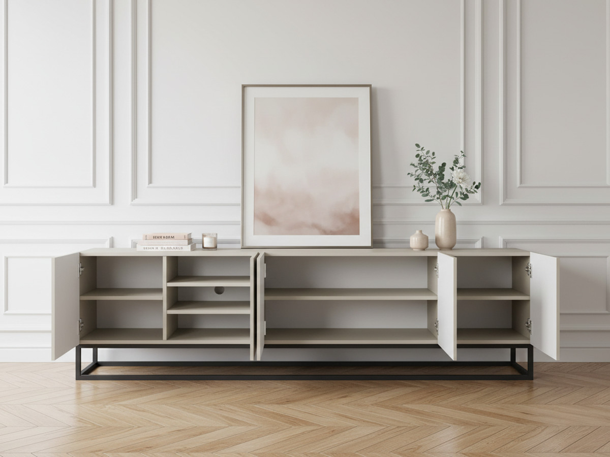 Meuble TV 200 cm ALICE pieds en métal