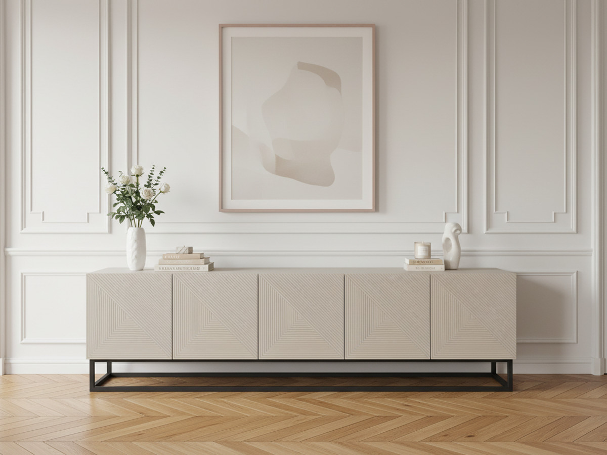 Meuble TV 200 cm ALICE pieds en métal