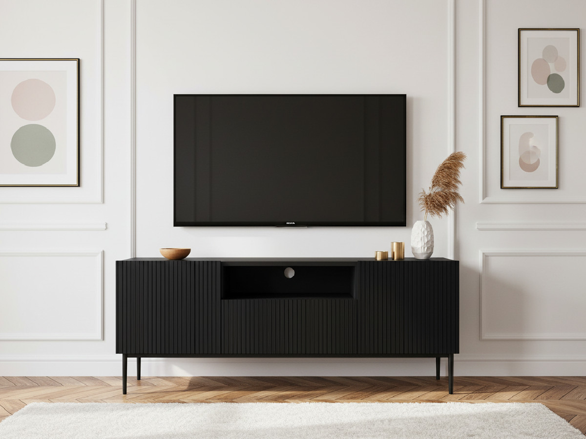 Meuble TV 150 cm avec niche KASHA Pieds noir