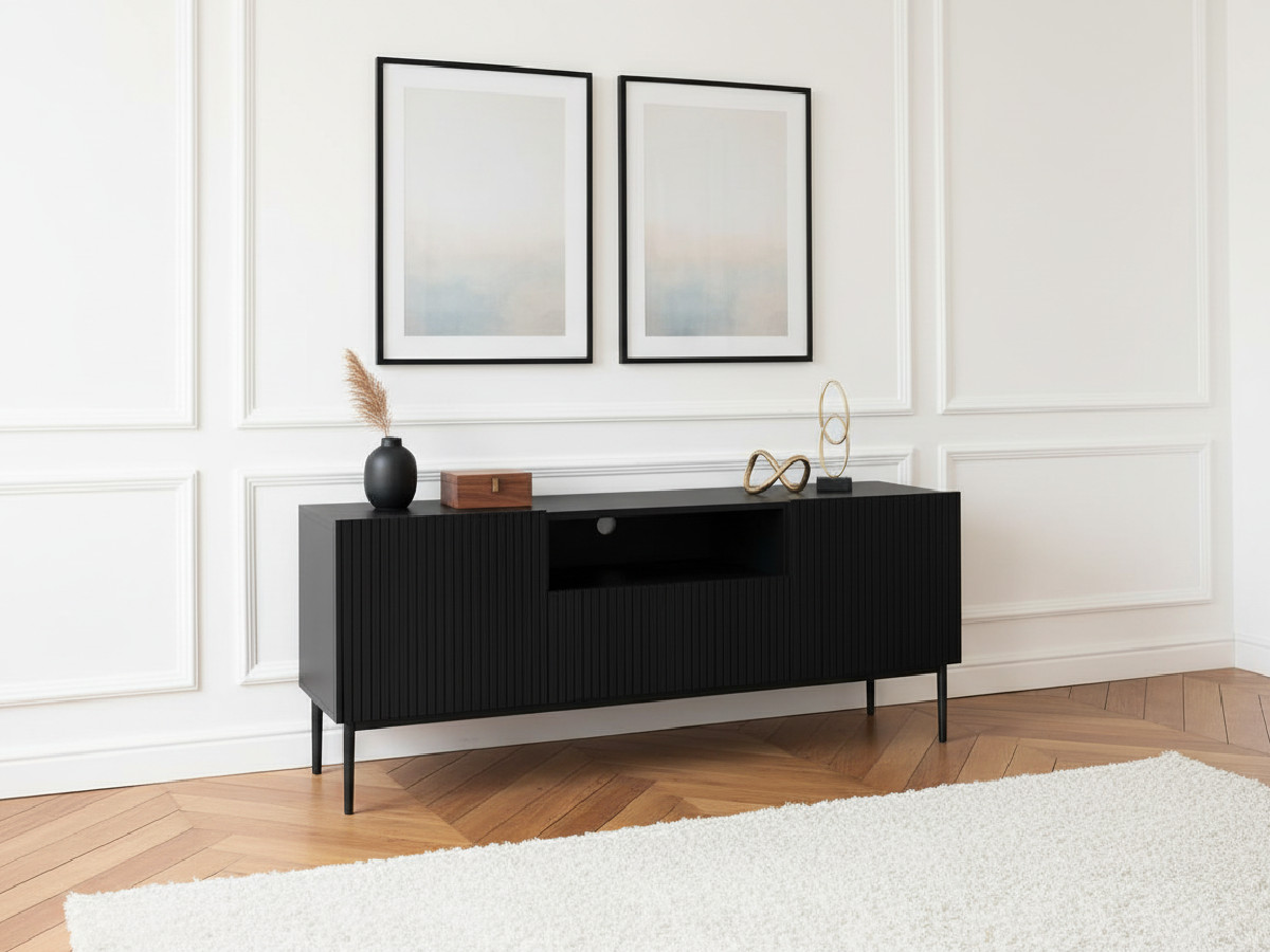 Meuble TV 150 cm avec niche KASHA Pieds noir