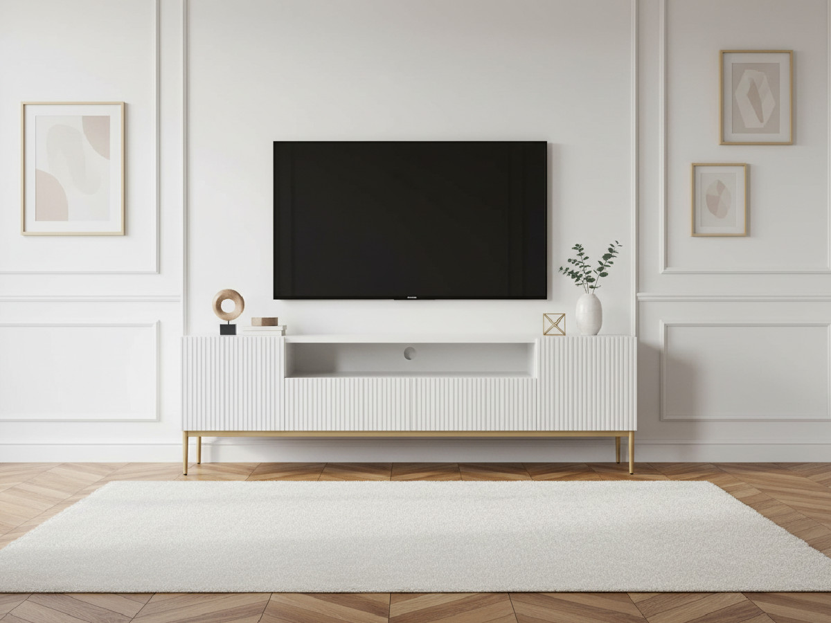 KASHA 200 cm tv-meubel met nis Gouden poten