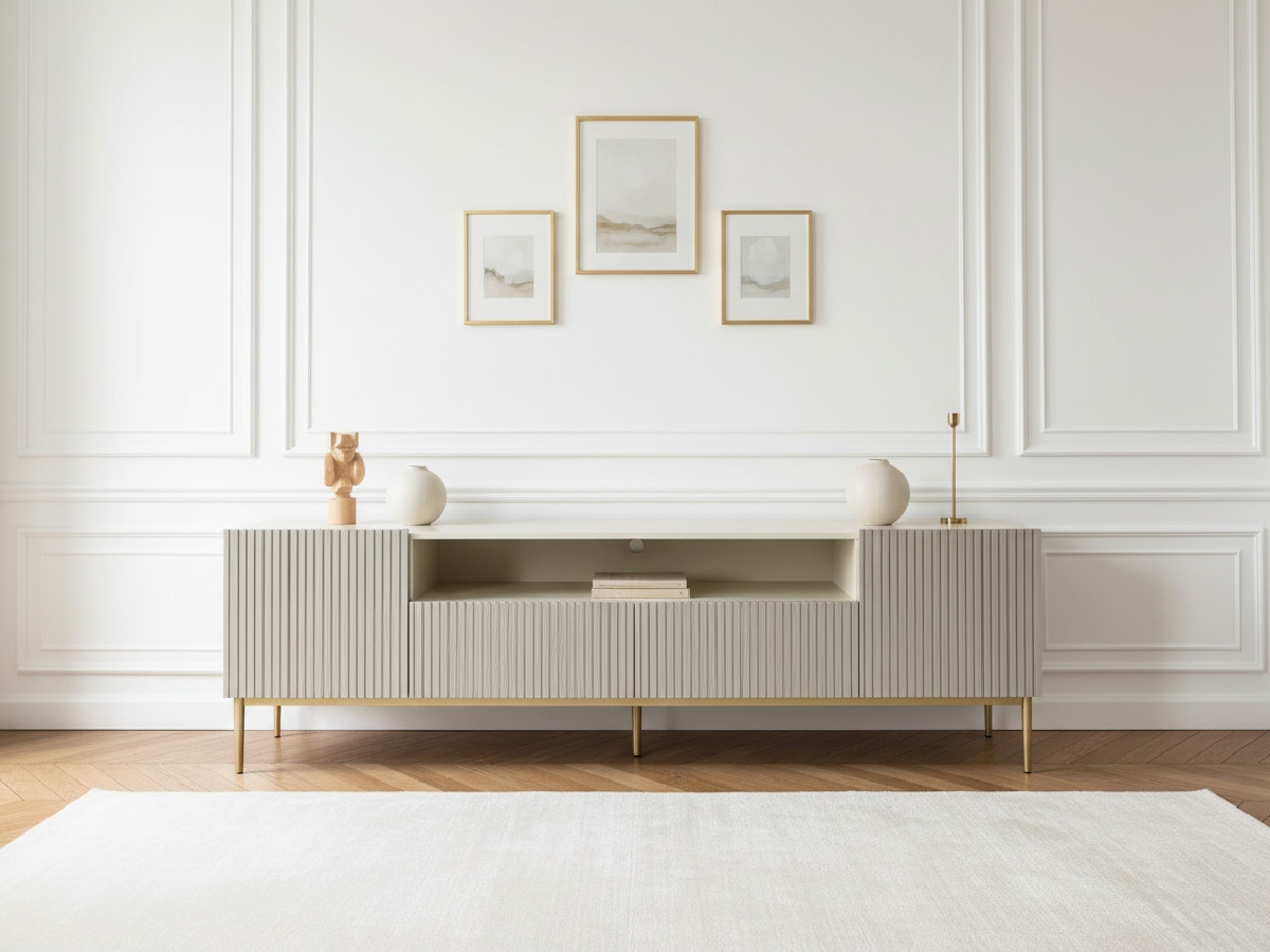 KASHA 200 cm tv-meubel met nis Gouden poten