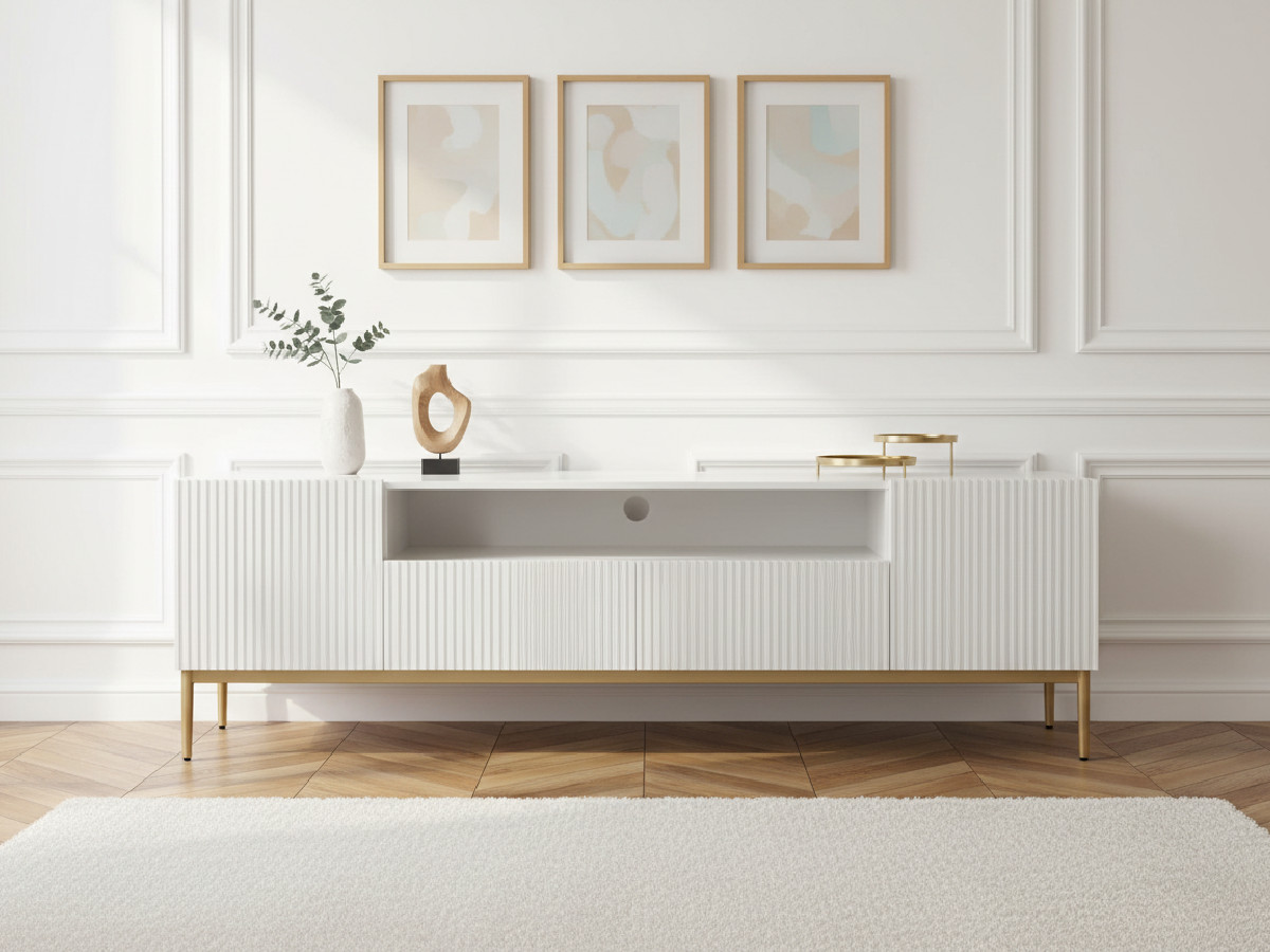 Meuble TV avec niche 200 cm KASHA pieds or