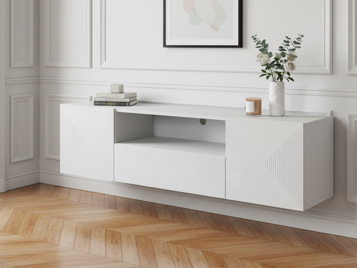 Meuble TV suspendu 167 cm ALICE blanc