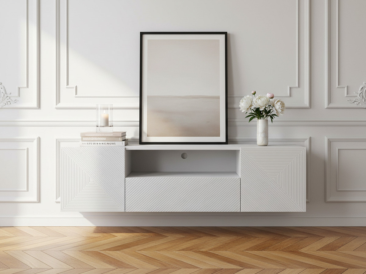 Meuble TV suspendu 167 cm ALICE blanc — vue 3