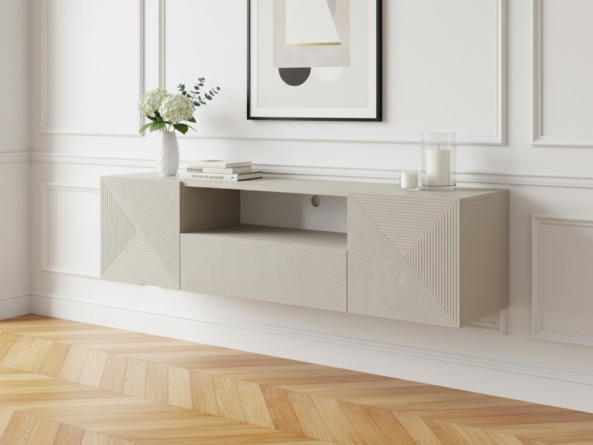 Meuble TV suspendu 167 cm ALICE beige — vue 4