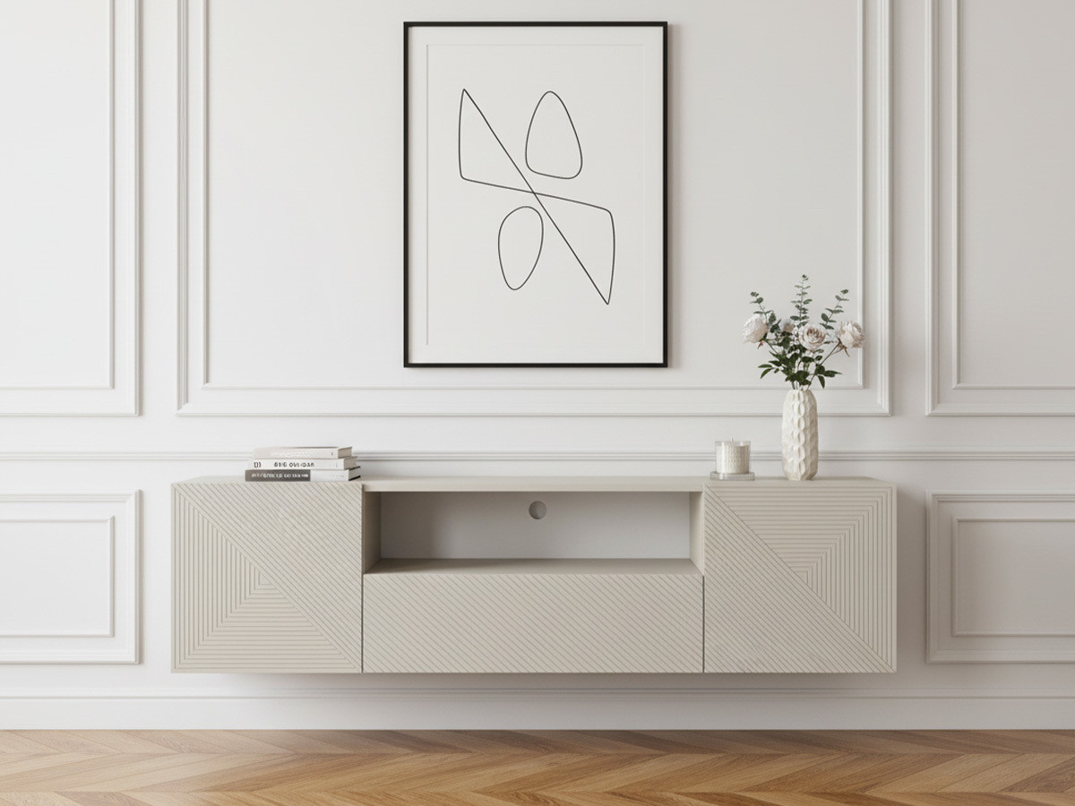 Meuble TV suspendu 167 cm ALICE beige