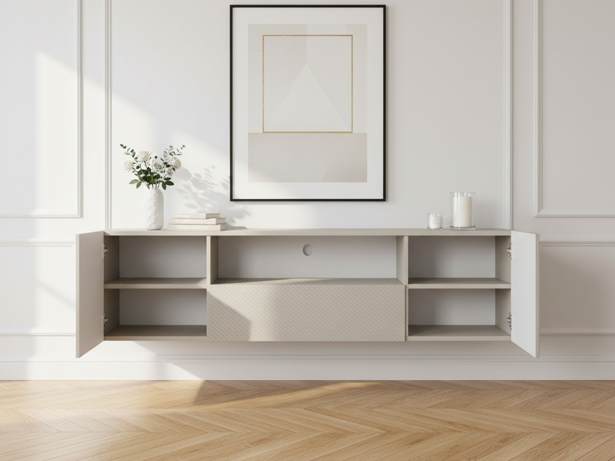 Meuble TV suspendu 167 cm ALICE beige — vue 5