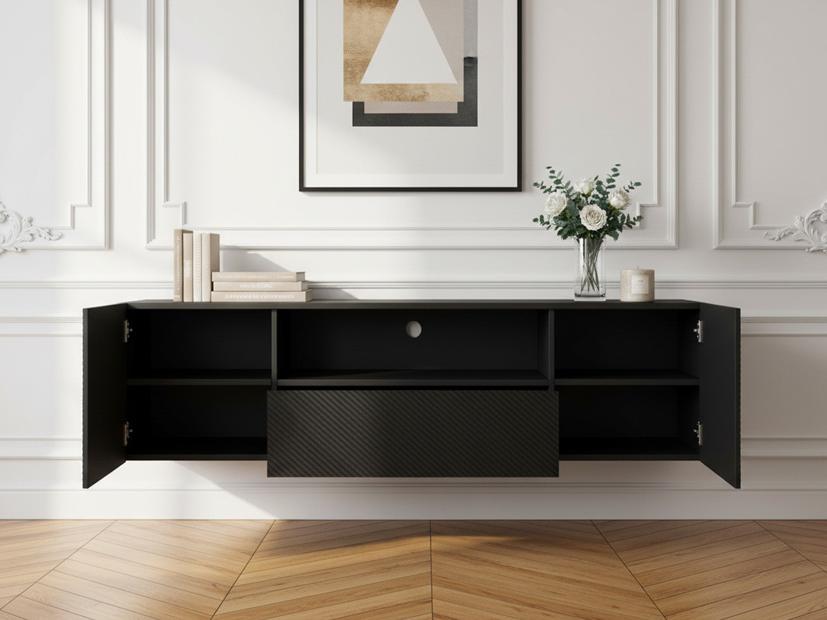 Meuble TV suspendu 167 cm ALICE noir — vue 5