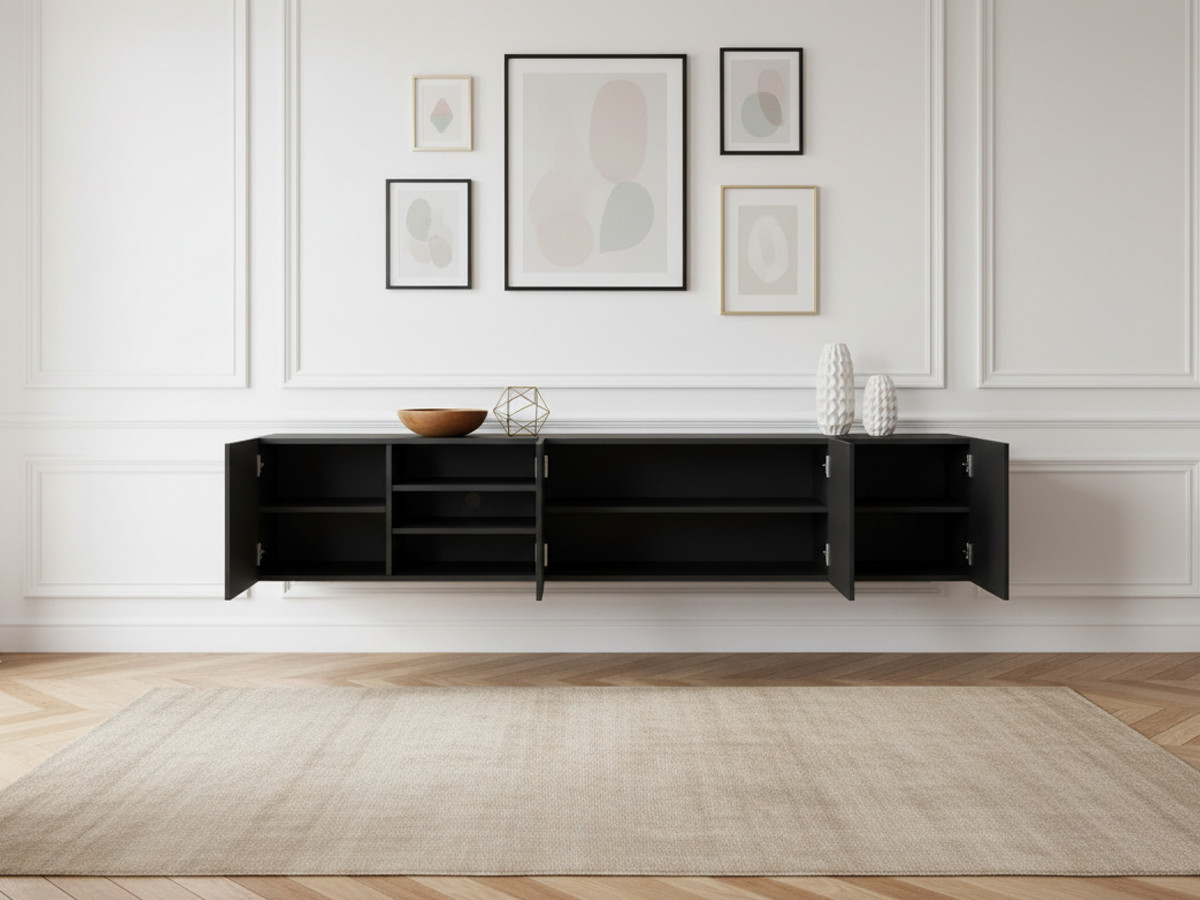 ALICE 200 cm wandmeubel met nissen