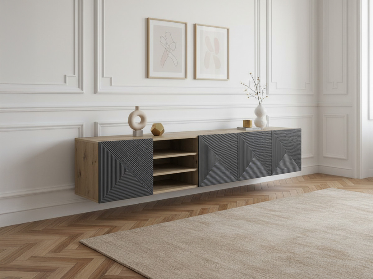 ALICE 200 cm wandmeubel met nissen