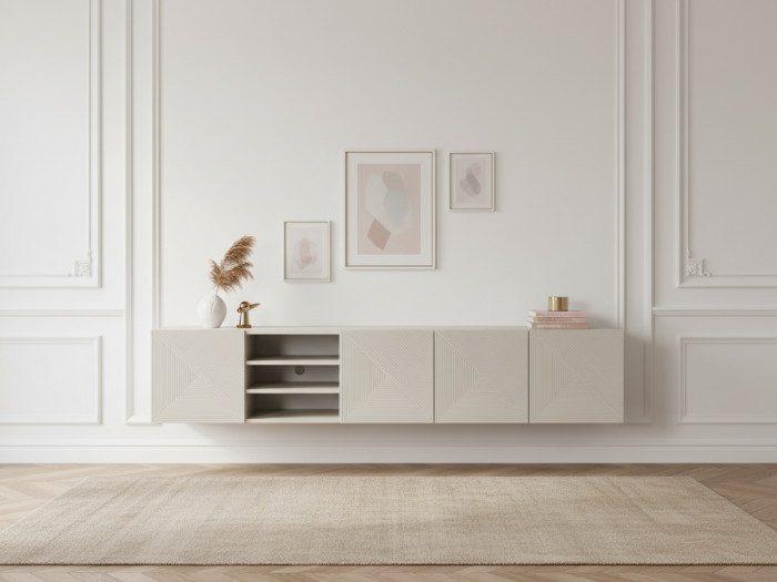 Meuble TV suspendu 200 cm ALICE avec niches